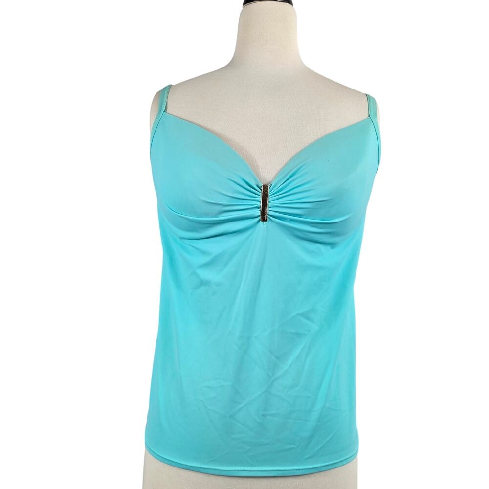 Victoria's Secret Heavenly Tankini Top Underwire Ruched Light Blue Size 36D